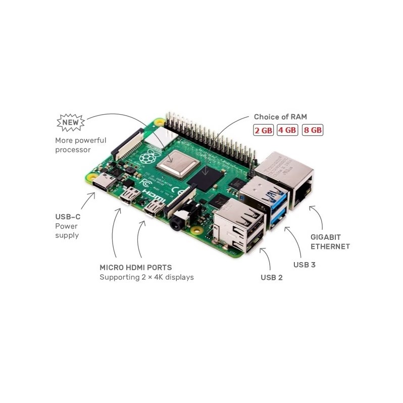Raspberry Pi 4 Model B with 1GB RAM